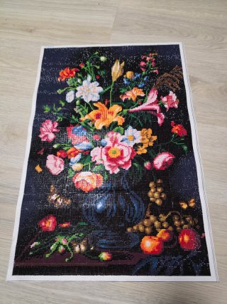 Cuadro Diamantes Flores Oscuro