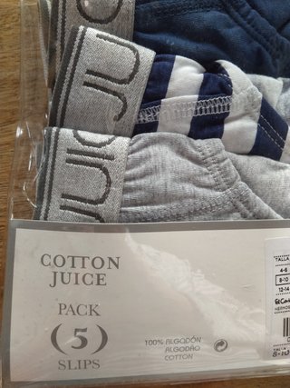 Pack 5 slips niño Cotton Juice T 8/10. NUEVO.