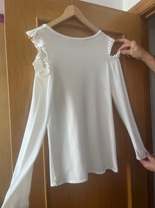 Jersey NAF NAF blanco manga larga S