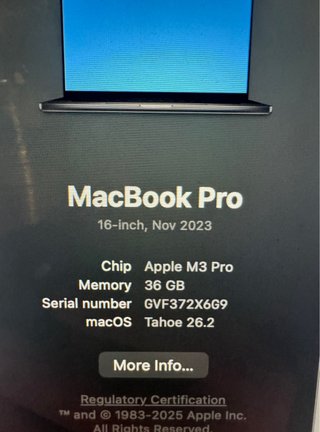 MacBook Pro M3 Pro 36GB RAM 512GB SSD