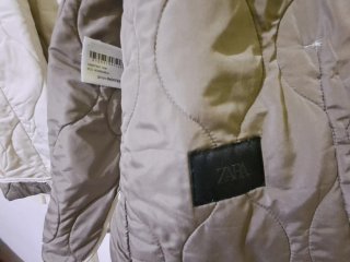 Chaqueta acolchada Zara Beige/Gris