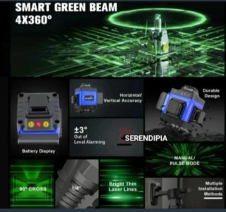 NIVEL LÁSER 4D 16 LÍNEAS 360° CON TRÍPODE.