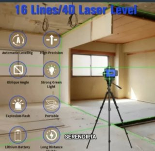 NIVEL LÁSER 4D 16 LÍNEAS 360° CON TRÍPODE.