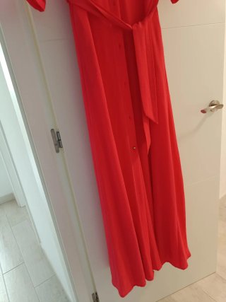 Vestido de fiesta coral largo