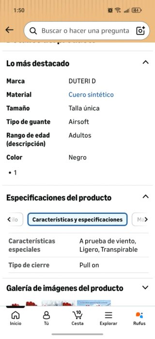 Guantes DUTERI Calefactables Talla Única.