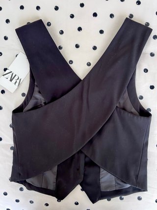 Chaleco Zara Negro Mujer con espalda cruzada T-XS