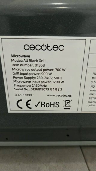 Microondas Cecotec Negro