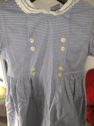 Vestido infantil cuadros azul y blanco