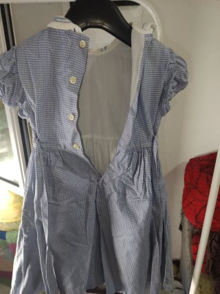 Vestido infantil cuadros azul y blanco