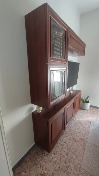 Parete attrezzata soggiorno legno scuro