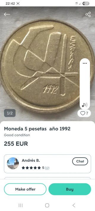 Moneda 5 Pesetas 1992