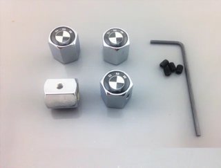 TAPONES VALVULAS ANTIRROBO BMW CROMADO LOGO NEGRO