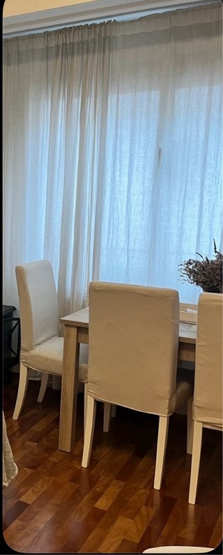 Mesa comedor madera y cristal
