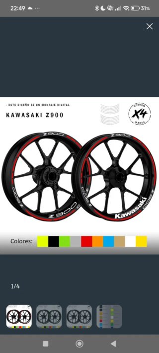 Pegatinas Kawasaki Z900 (Rojo y Negro)