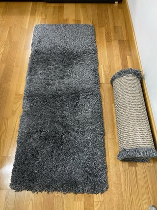 Juego de 2 Alfombras GASER 150x56 Gris Oscuro