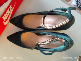 Zapatos tacón verde oscuro T38