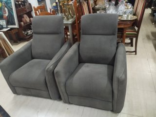 Sillón reclinable de tela gris