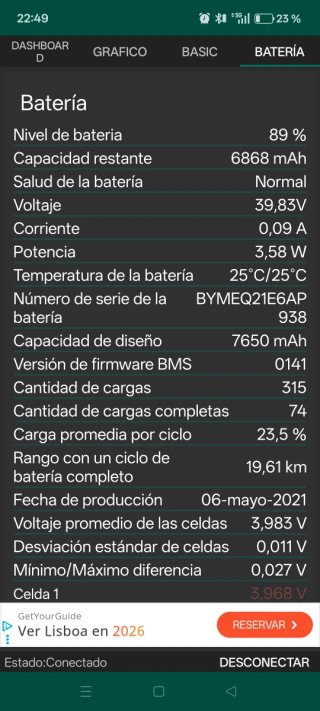 Xiaomi Mi Electric Scooter 3 - Batería
