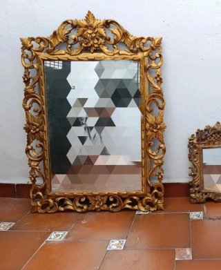 Espejo Madera Dorada Antiguo!!