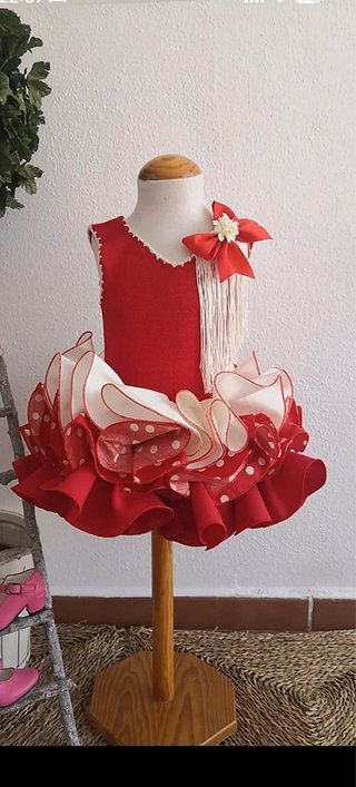 Vestido Gitana Niña Rojo y Blanco