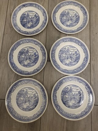 Plato de loza vintage escena rural