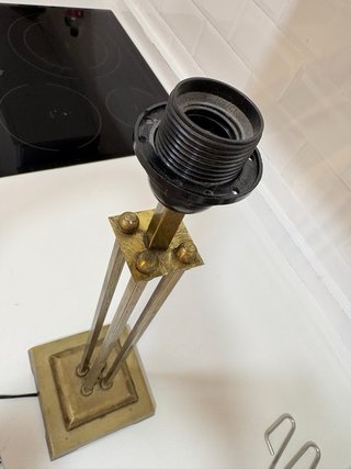 Lampada da terra vintage italiana in metallo dorato