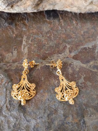 Pendientes Filigrana Plata Ley Baño Oro