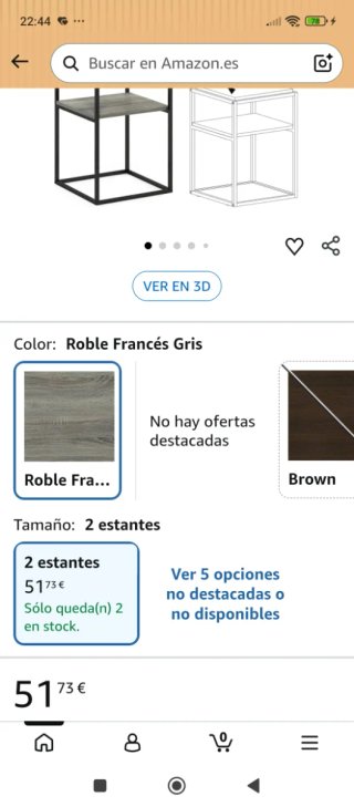 Mesita auxiliar metal negro y color roble francés