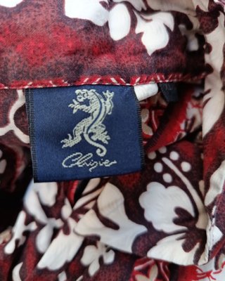 Camisa Hawaiana Roja Floral Algodón XL
