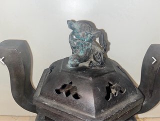 Incensario chino bronce perro foo