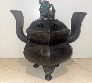 Incensario chino bronce perro foo