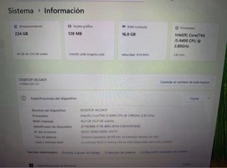 Torre PC i5 8400 16GB DDR4 RAM 256GB SSD 1TB HDD
