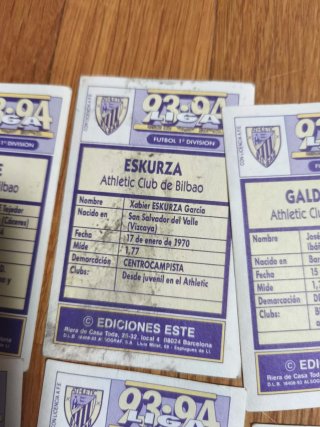 Cartas Fútbol Athletic Club Bilbao liga 93-94