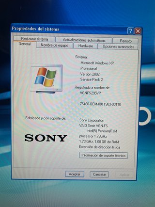 Portátil Sony VAIO VGN-FS295VP