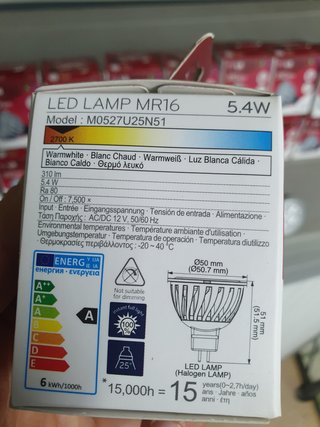Lote 25 Bombillas LED LG MR16 5.4W Cálida 2700K