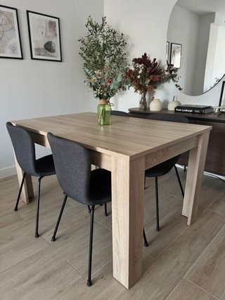 Mesa comedor rectangular extensible madera clara