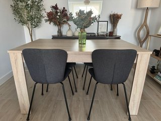 Mesa comedor rectangular extensible madera clara
