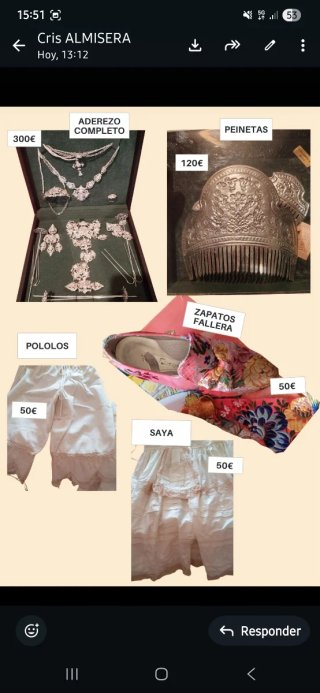 Traje de Fallera 3 Piezas 1500€ Complementos