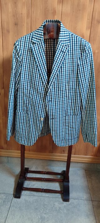 AMERICANA BLAZERCABALLERO CUADRO VICHY CREMA AZUL