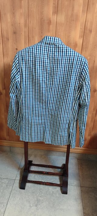 AMERICANA BLAZERCABALLERO CUADRO VICHY CREMA AZUL