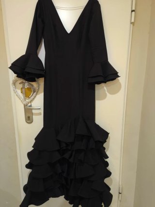Traje Flamenca Gitana Sevillana Negro