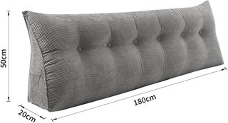Cojín Cabecero Cama 180x50x20 cm Gris