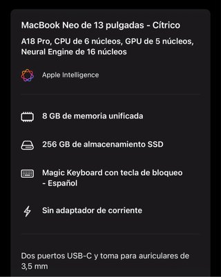 Macbook NEO Apple Verde/Amarillo