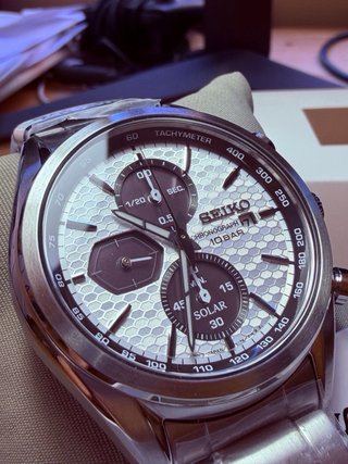 Seiko Macchina Sportiva  Zafiro Blanco Plata solar