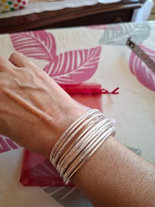 Pulsera plata con brillo dobles aro nueva