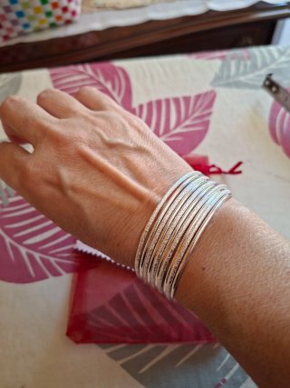 Pulsera plata con brillo dobles aro nueva