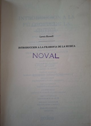Libro Introducción a la Filosofía de la Música