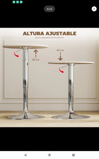 Mesa alta bar regulable madera y metal