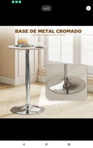 Mesa alta bar regulable madera y metal