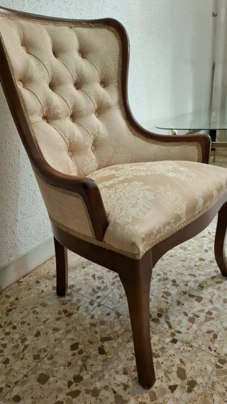Silla antigua/vintage tela y madera